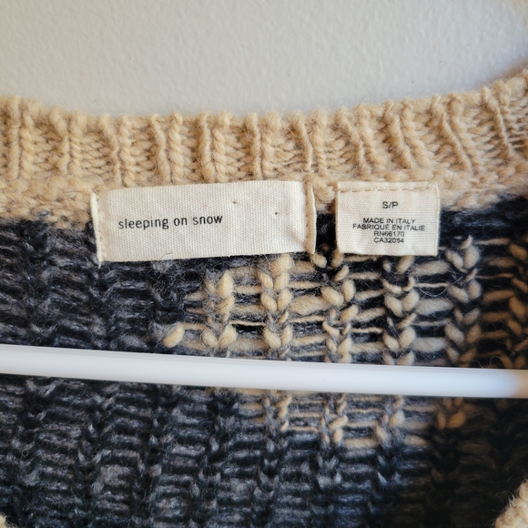 Sleeping on Snow Anthropologie Cabincore Baddie Wool Knit Sweater Black/Cream, S - Picture 3 of 5